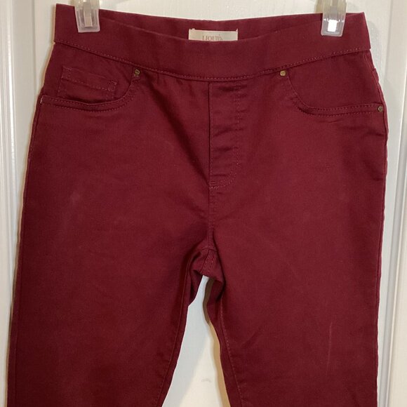 Liquidx Women's Casual Red Jeans Size S Pants Narrow Straight Leg Pull-on - Picture 1 of 9